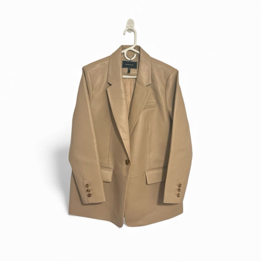 BCBG Tan oversized Leather jacket Blazer Sz Large